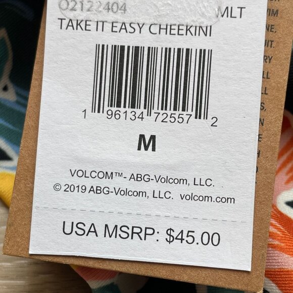 NEW Volcom Womens Medium Take It Easy Cheekini Bikini Bottom Cheeky Fit Swimwear - Picture 4 of 6